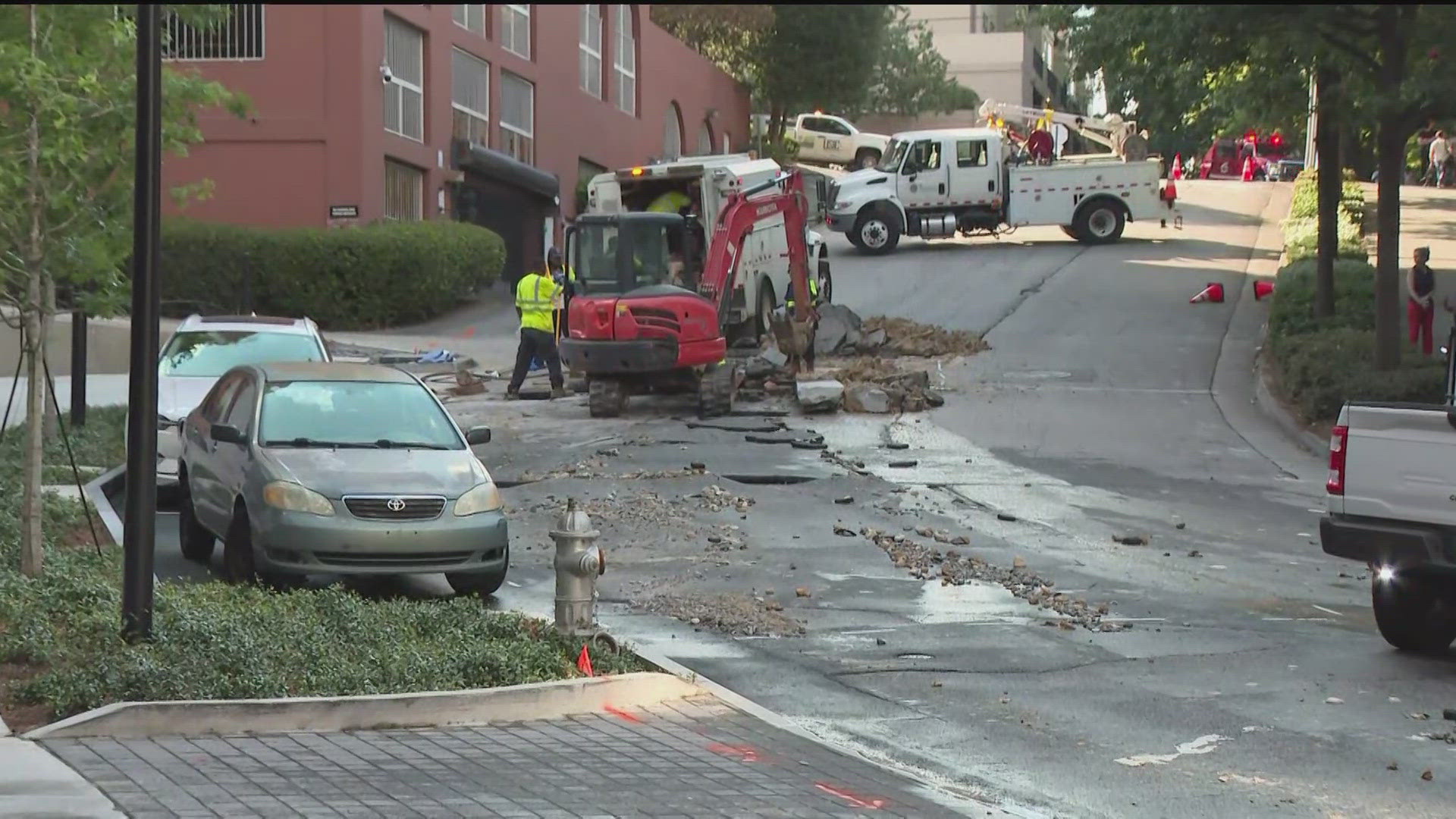 Officers have blocked off several intersections along Kingsboro Road NE in Atlanta's Buckhead Heights neighborhood.