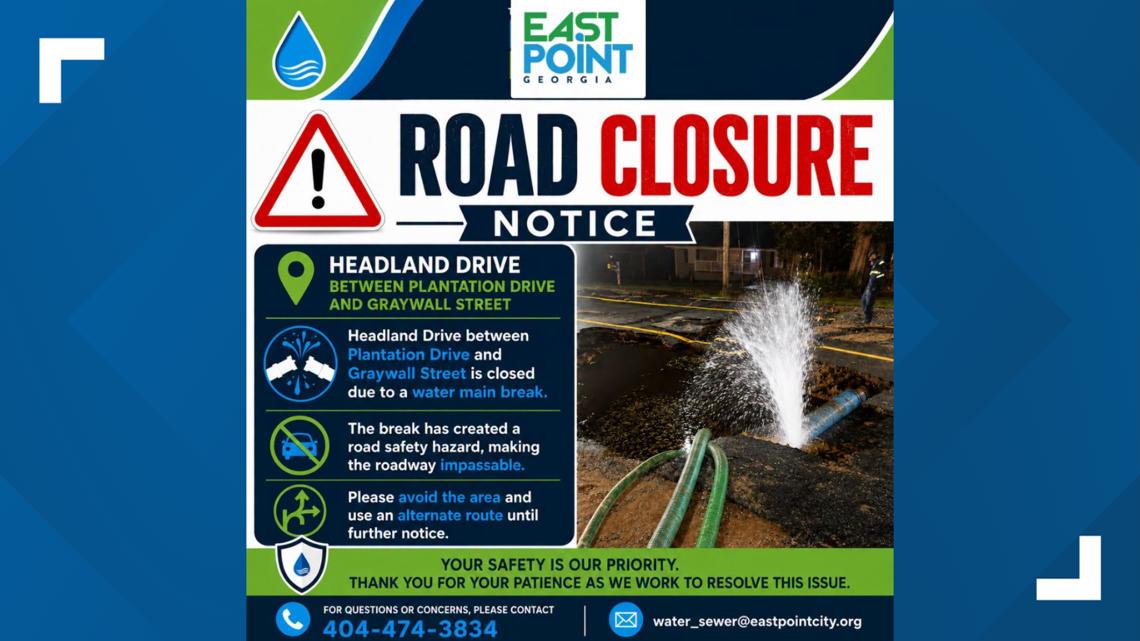 East Point road closed as crews work to fix major water main break ...