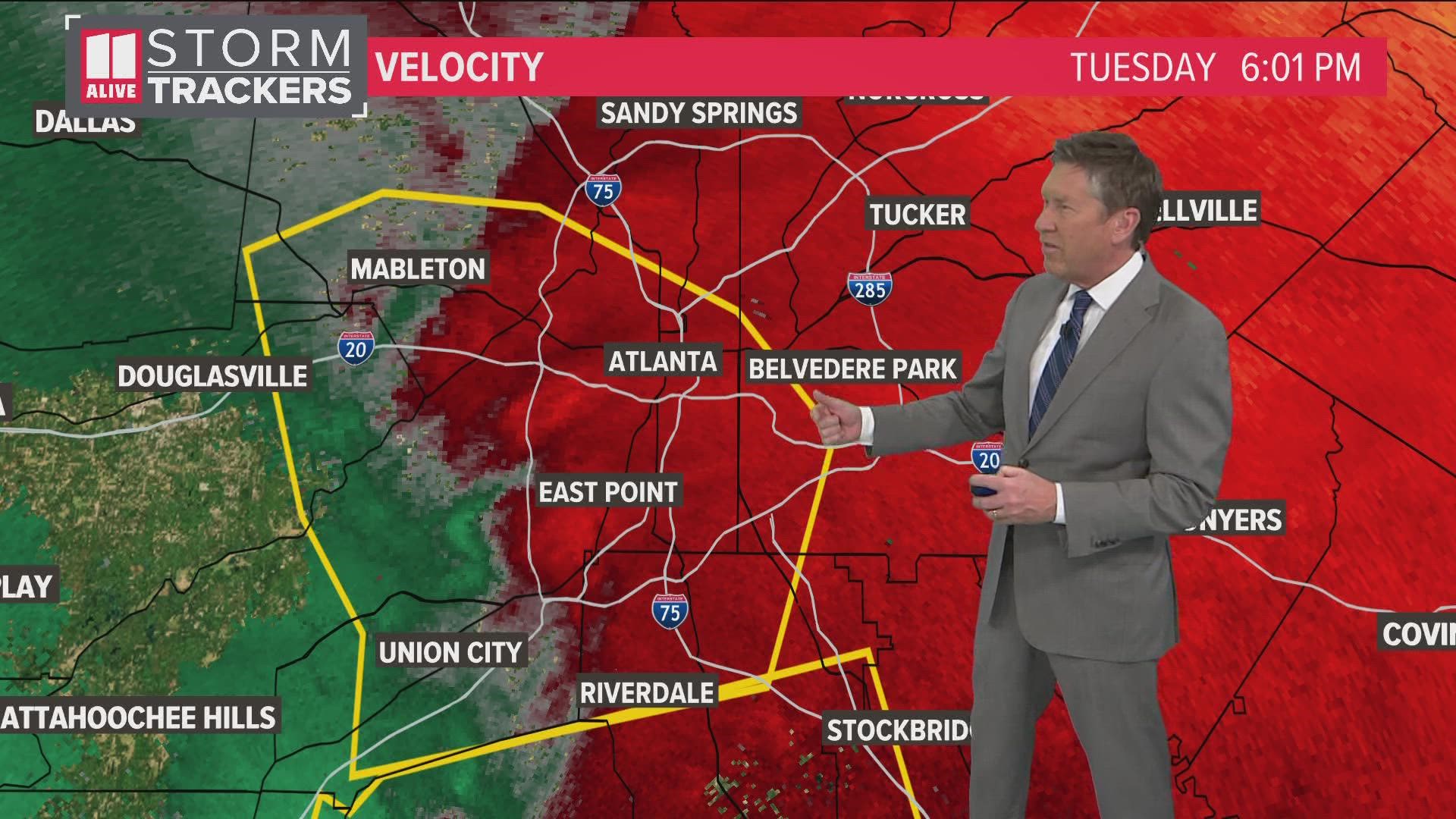 The western portion of north Georgia has seen tornado warnings Tuesday evening.