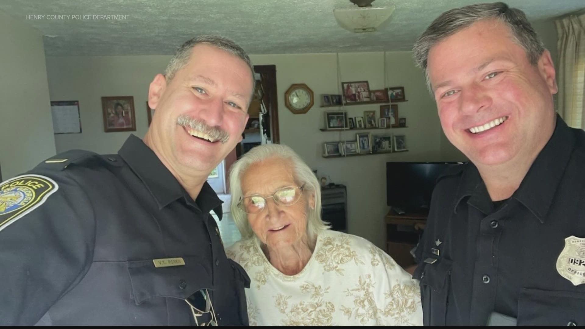 Here's a look at how two Henry County Police officers surprised Ms. Florence Martin.