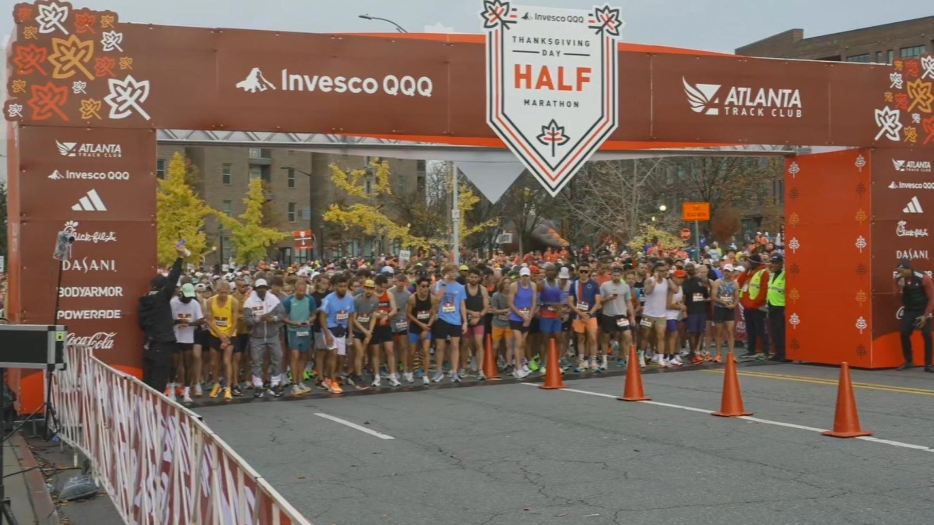 The Invesco QQQ Thanksgiving Day Half Marathon, 5K, Mile & Dash gets underway in Atlanta.