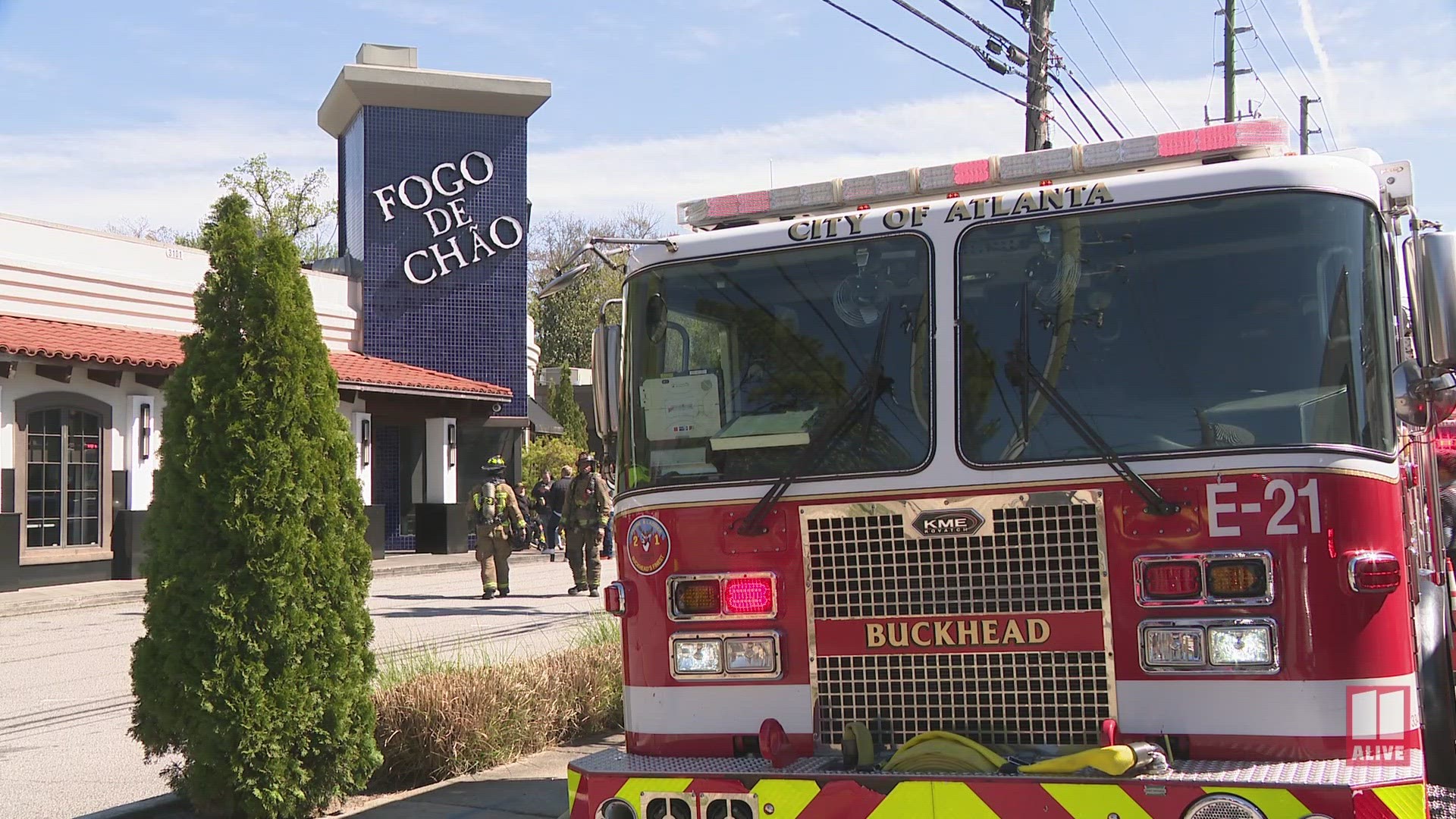 Fire crews were called to Fogo de Chão, a Brazilian steakhouse chain that sits on Piedmont Road NE by Buckhead Village Saturday afternoon.
