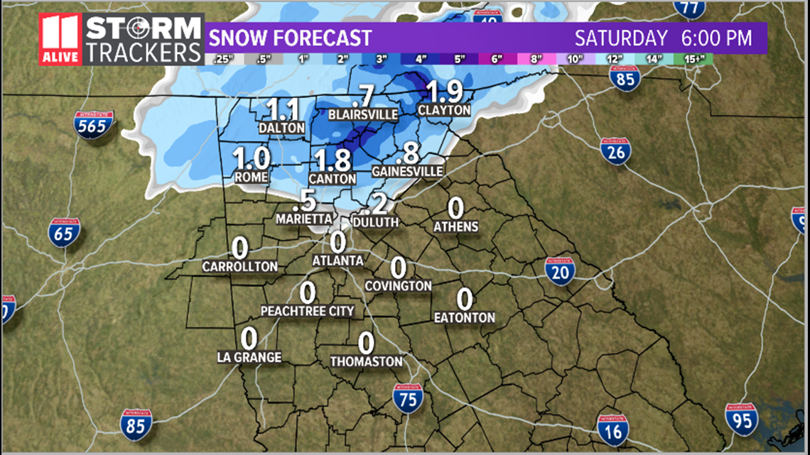 Atlanta snow chances on Saturday