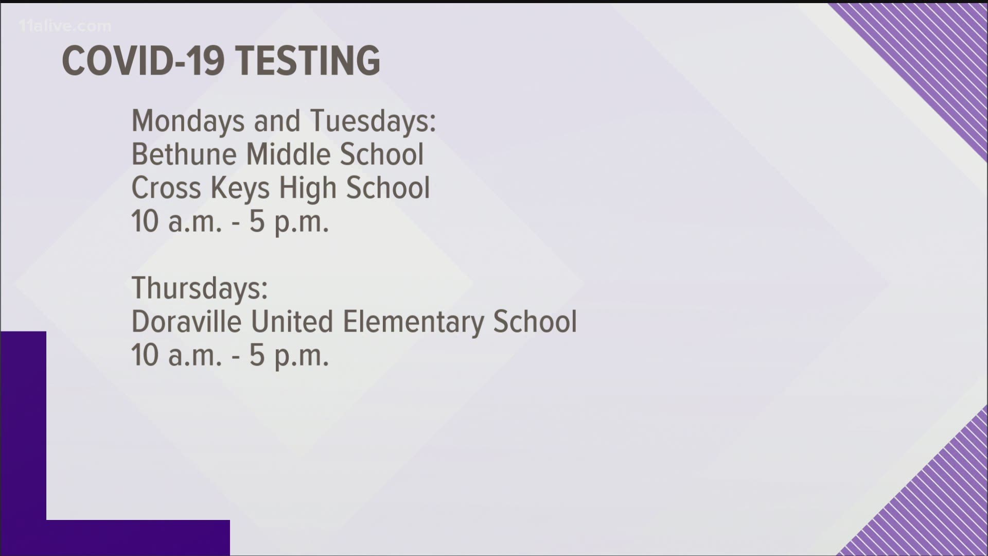 The district reports more testing locations are being considered for a future date.