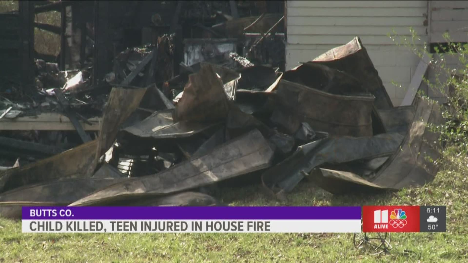 Authorities said a 12-year-old boy was killed and a 16-year-old girl was hurt in a house fire in Butts County early Sunday morning.
