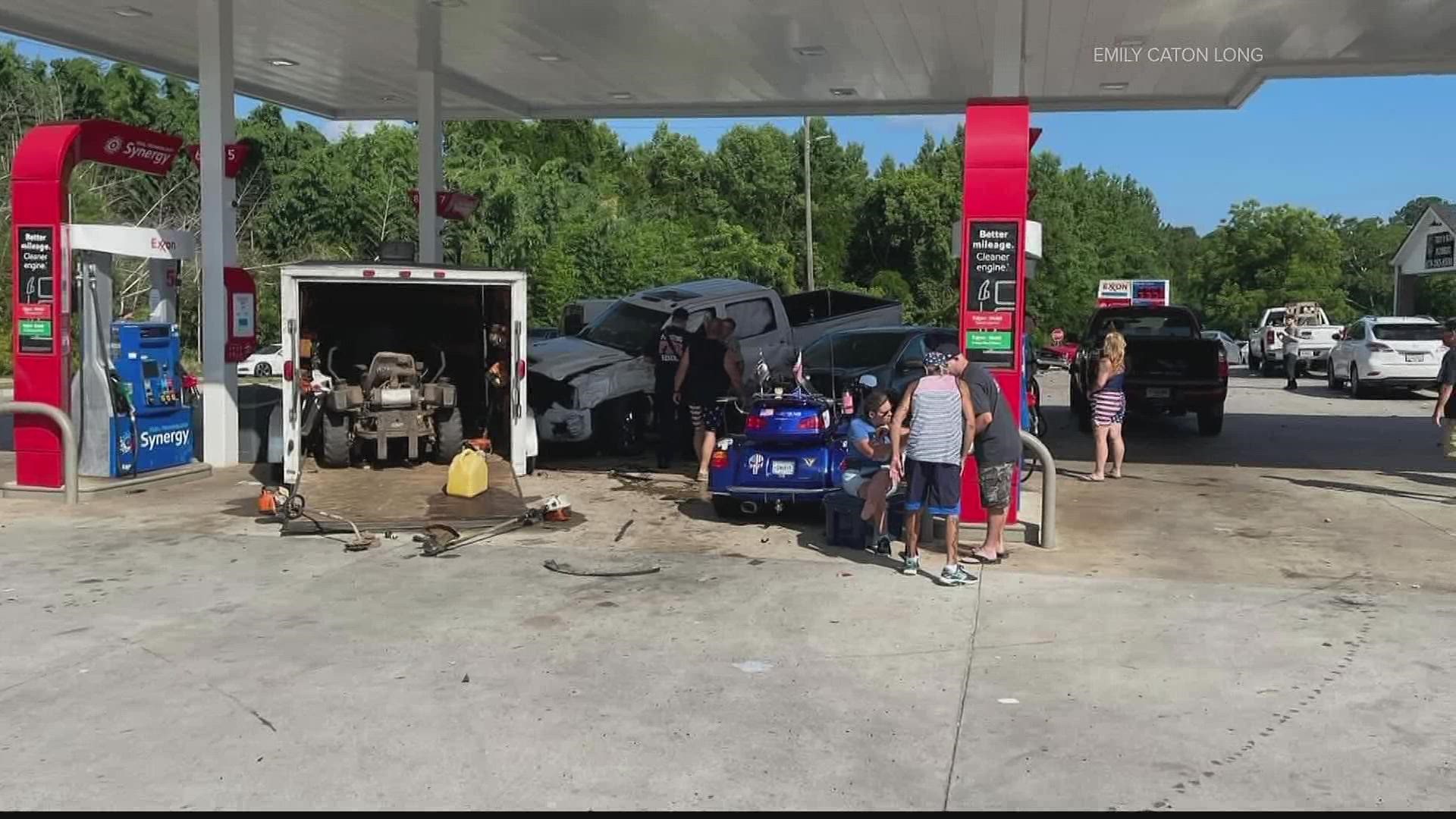 A Paulding County gas station is open again after a man intentionally crashed his truck into the station on Sunday, according to the sheriff's office.