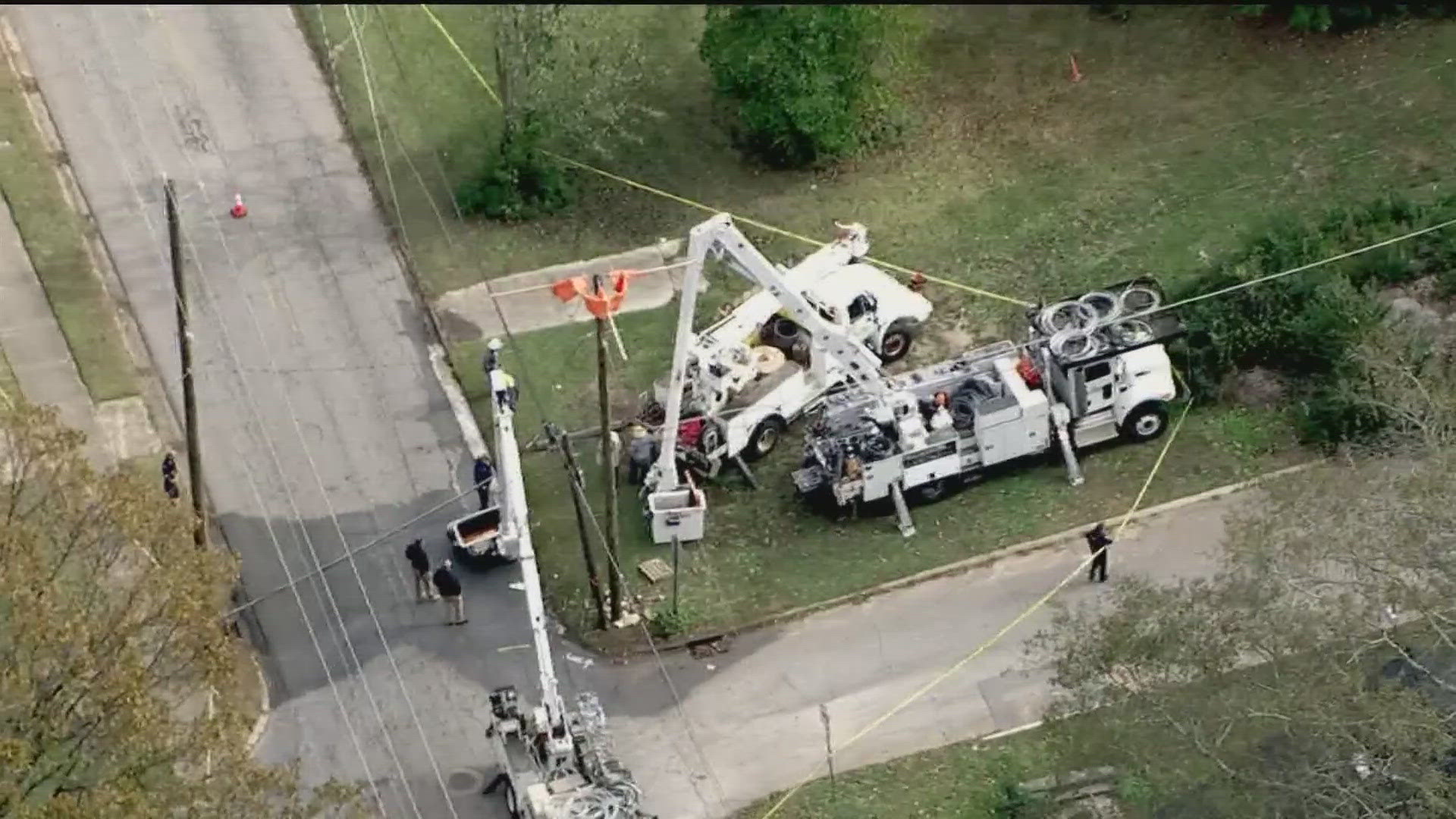 The incident happened shortly after noon on Spalding Street near Little Street when the equipment used in the project failed, according to Griffin Police.