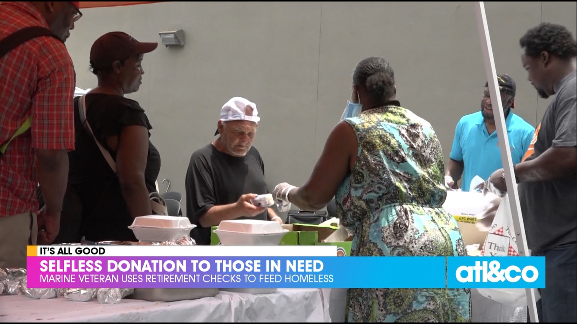 A Marine veteran uses his retirement checks to feed the homeless.