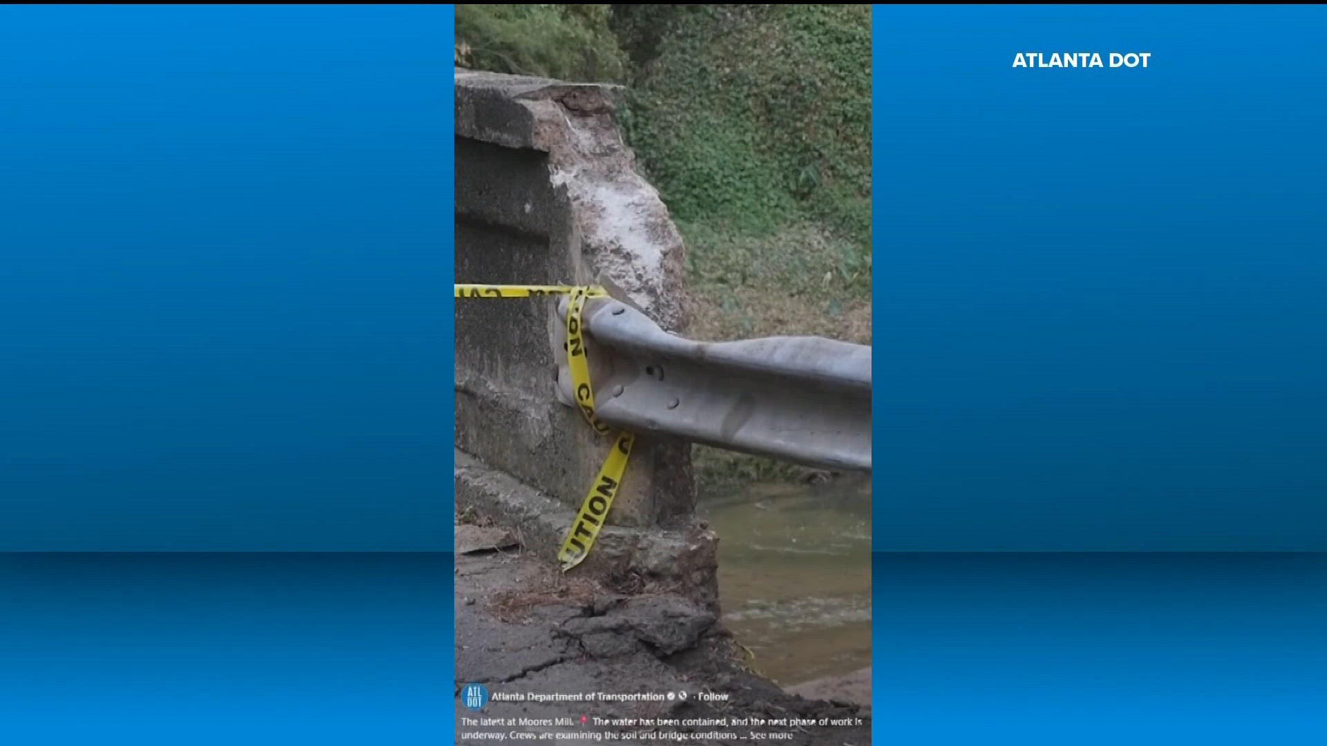 Road Atlanta Racing Line Moores Mill Road bridge update | Water contained from broken line ...
