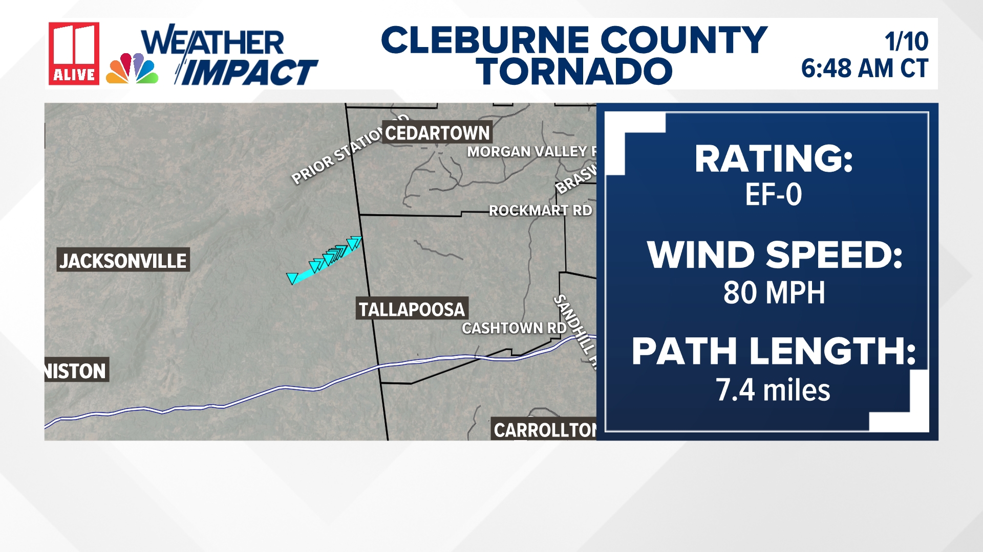 Second tornado confirmed: An EF-0 touched down in Cleburne County ...