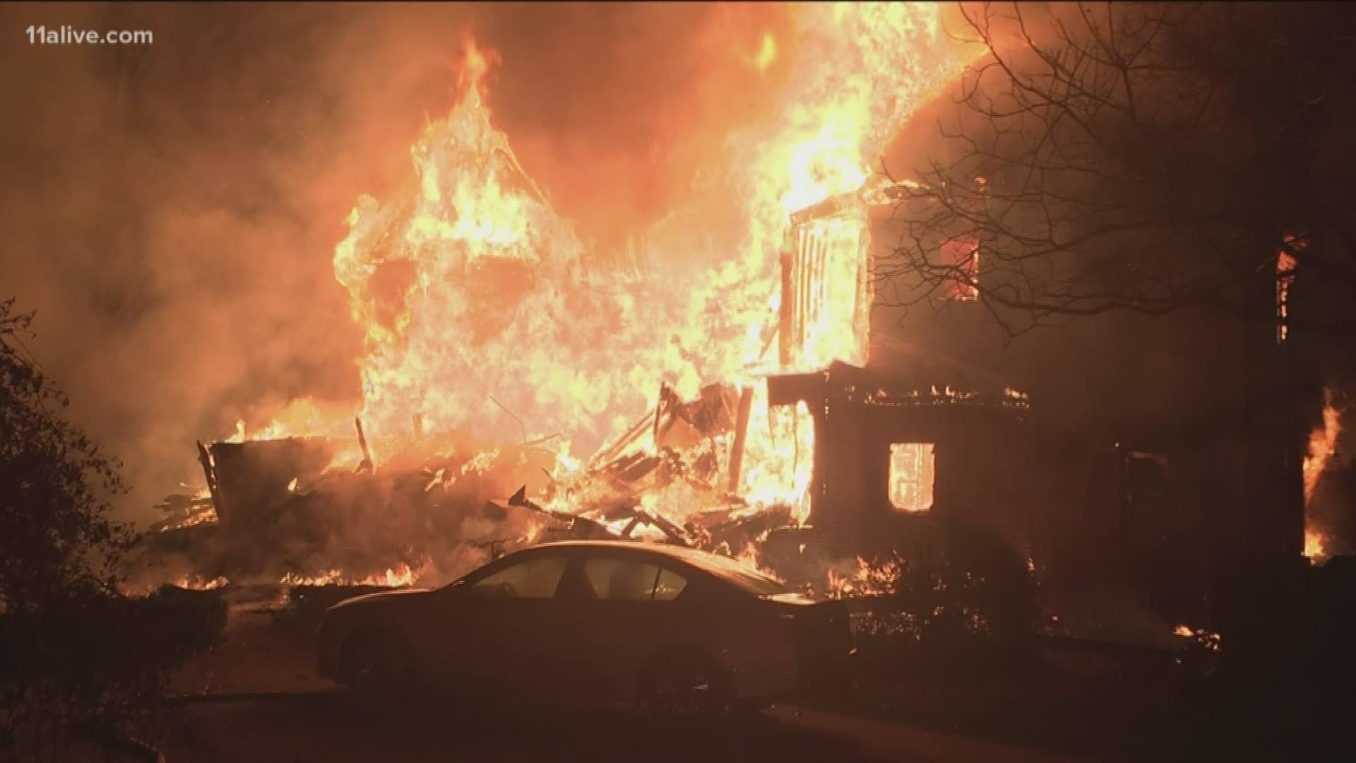 The blaze engulfed the 3,500 square-foot home early Saturday morning, officials said.