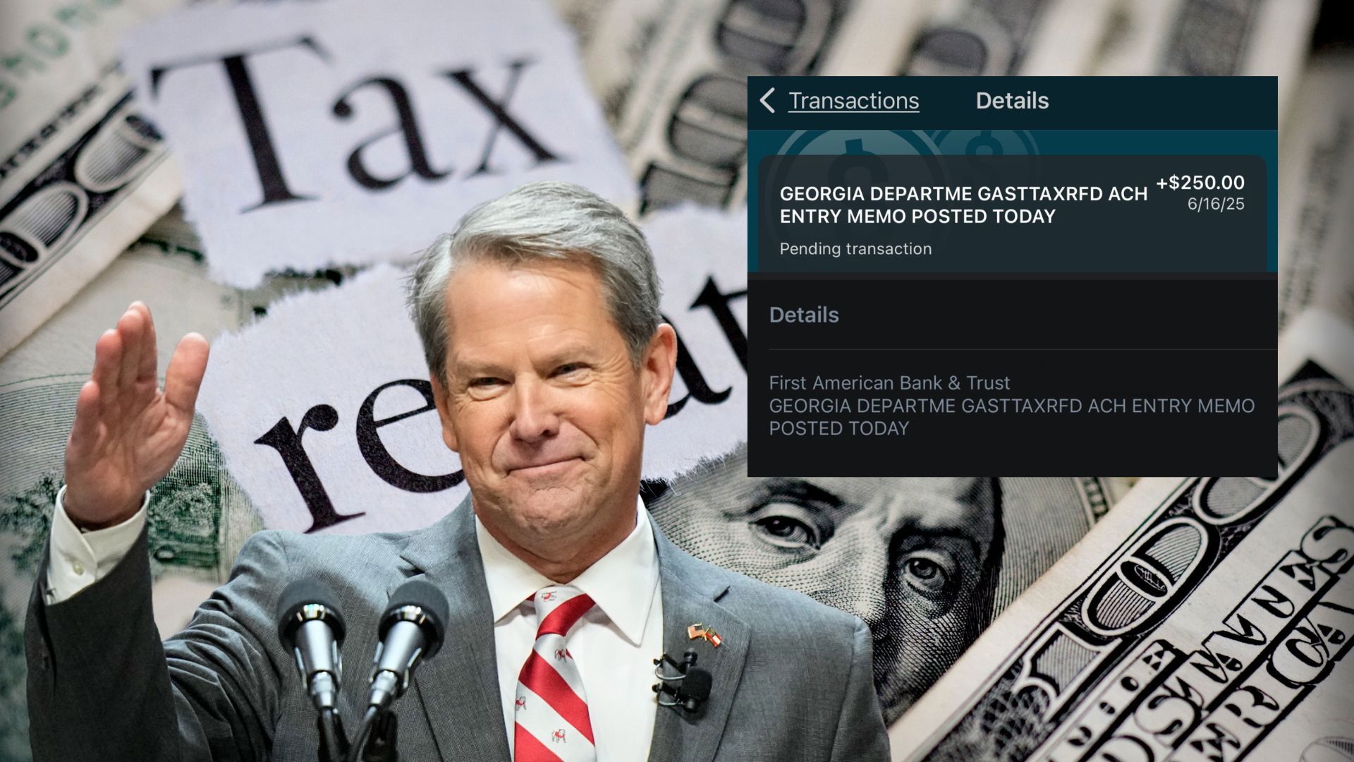 The 2025 Georgia surplus tax rebates are showing up. $250 deposits were first reported to 11Alive News on June 16.