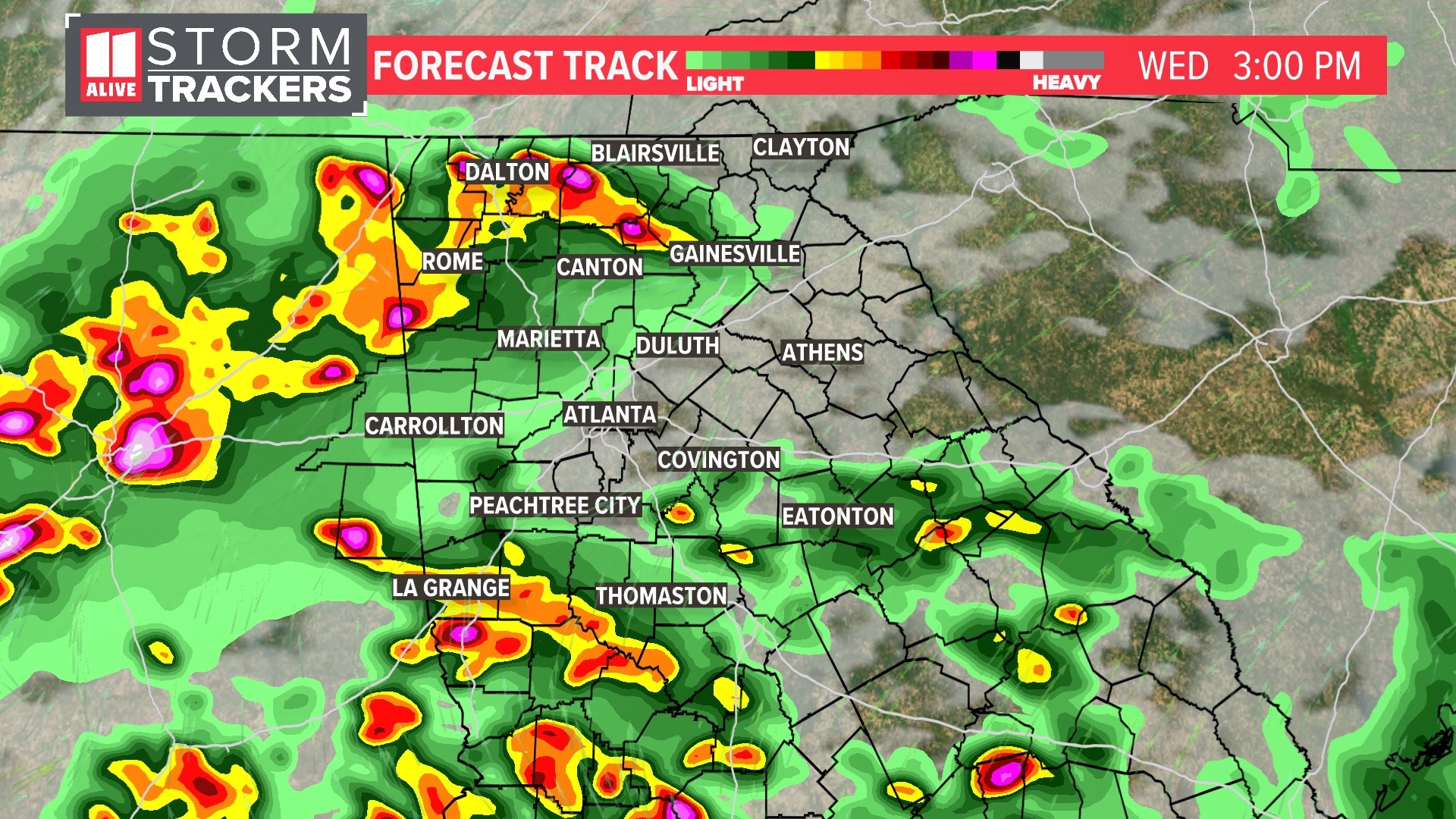 weather timeline Storms in Atlanta