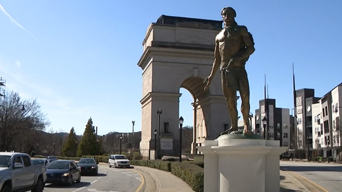 Native American statue controversy Chief Tomochici in Atlanta