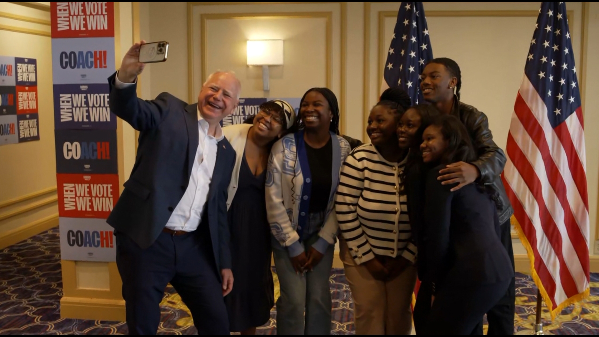 Minnesota Gov. Tim Walz met with students who attend Atlanta-area historically Black colleges and universities to kick off his final swing through Georgia.