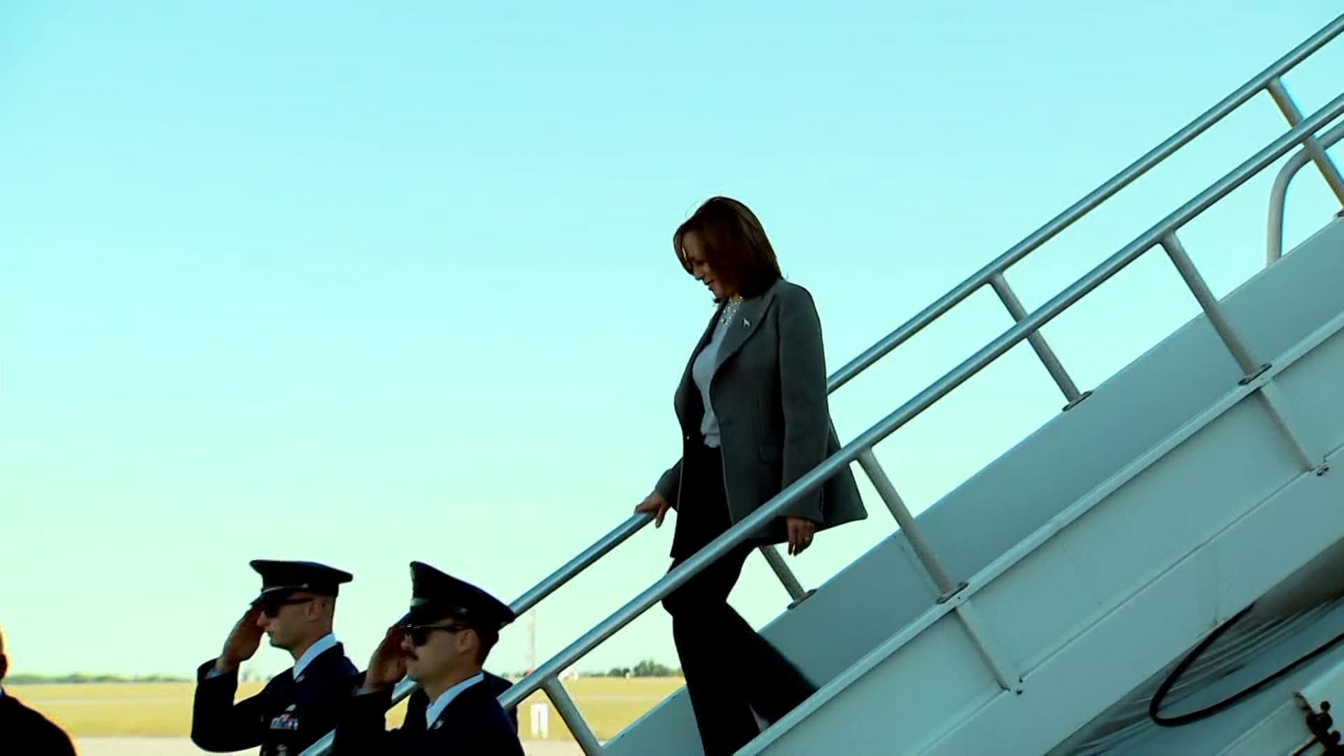 Vice President Kamala Harris arrives in Atlanta for Saturday campaign