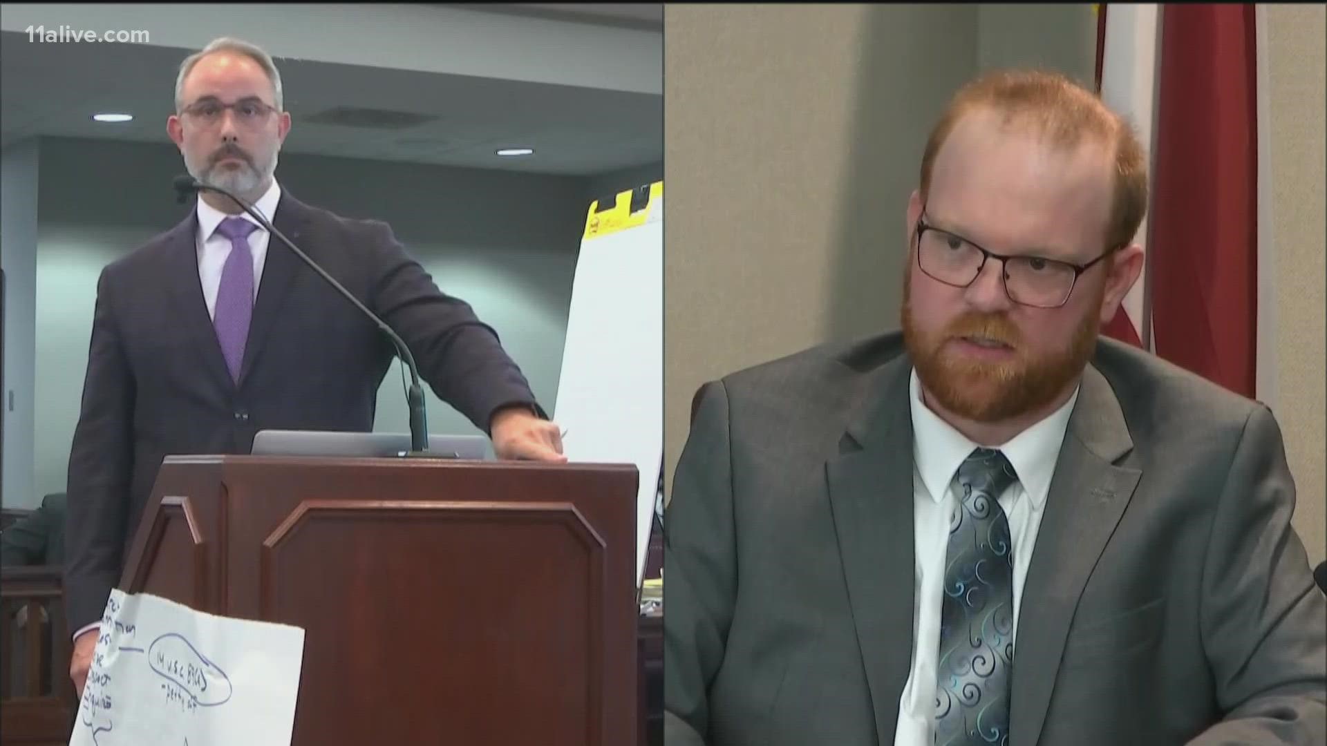 Travis McMichael takes the stand to testify in the death of Ahmaud Arbery murder trial on Nov. 17, 2021. He spoke on what he heard about the home.