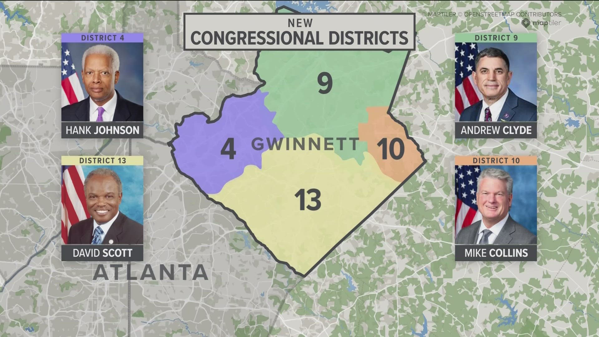 New congressional districts created by the Georgia legislature would, among other things, create four districts in Gwinnett County alone.