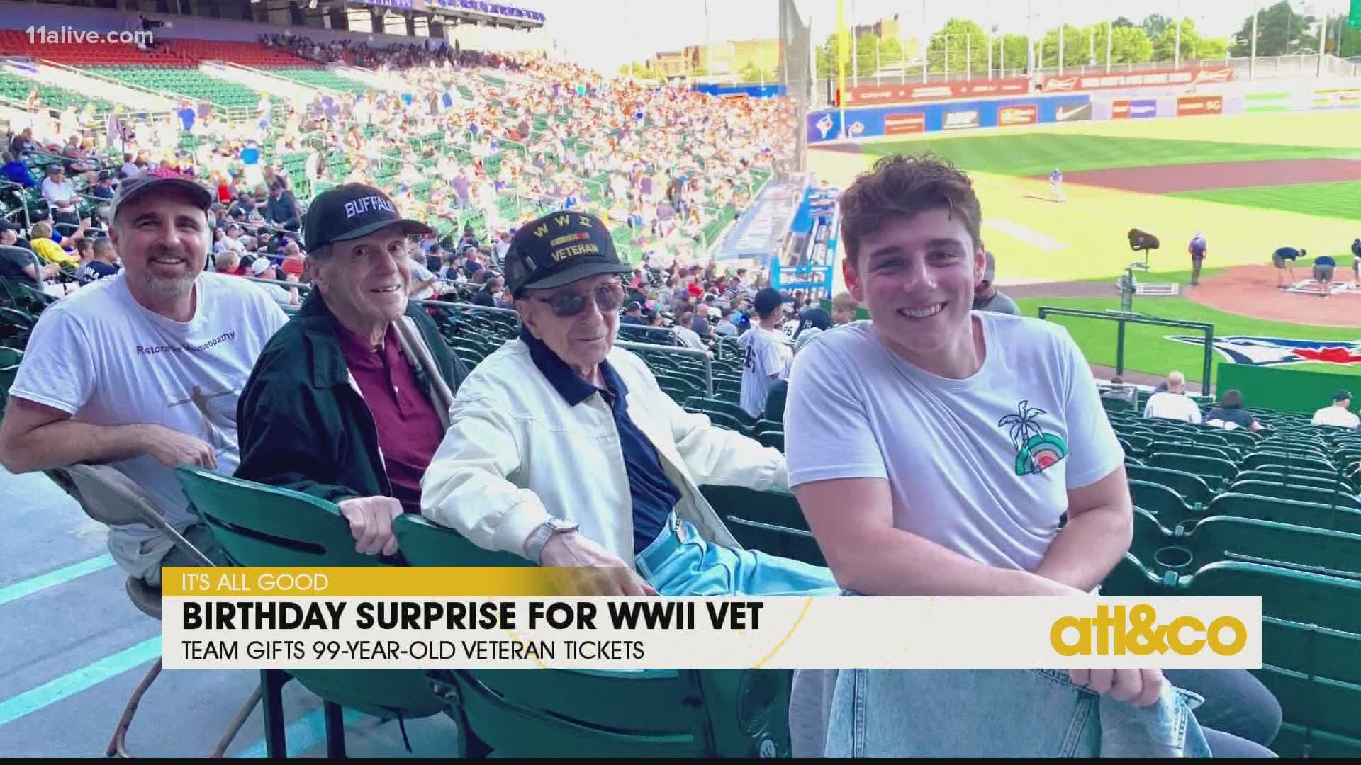 See how this 99-year-old veteran and lifelong Yankees fan was gifted a special baseball surprise to share with his grandsons.
