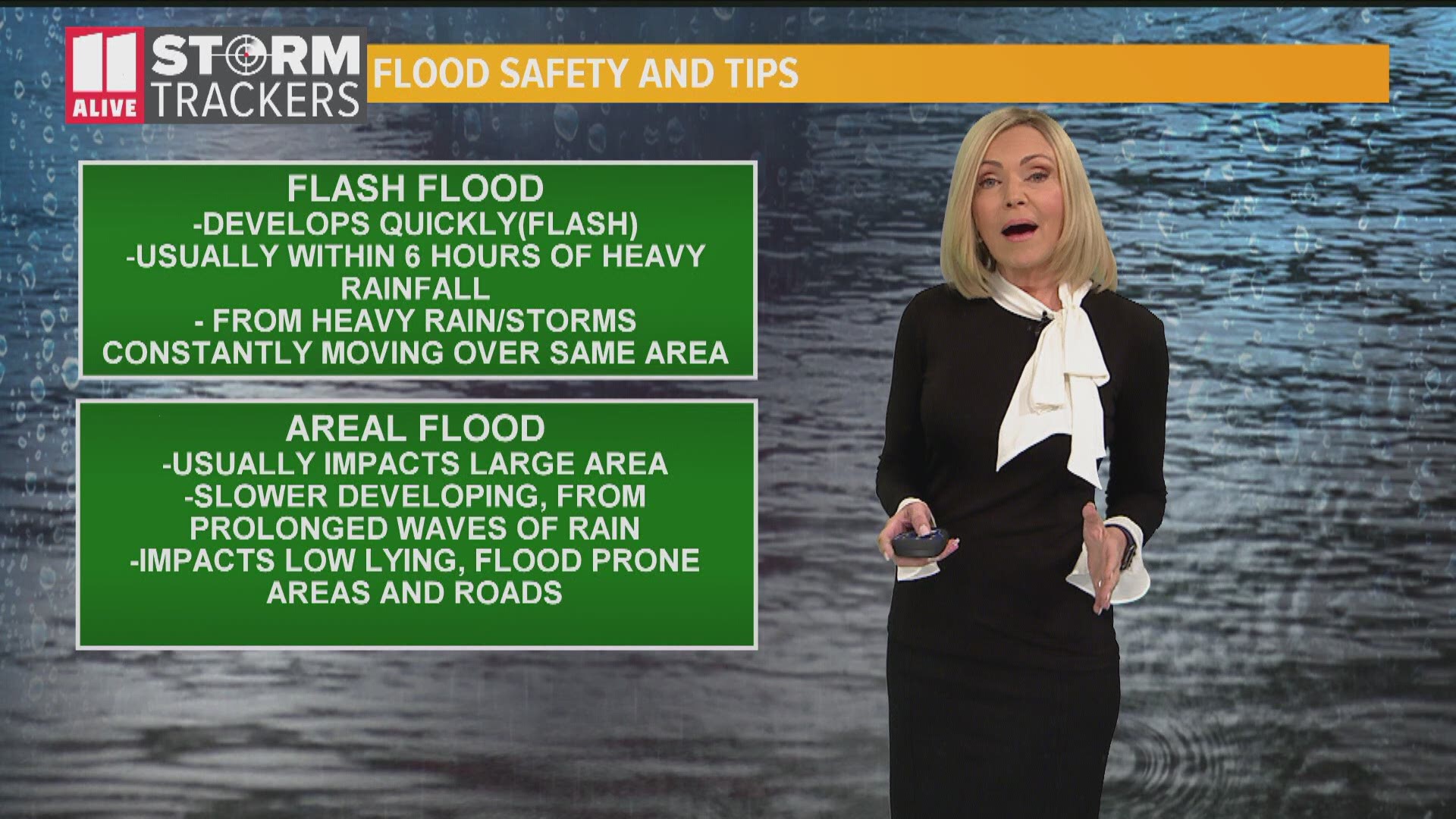 Flooding is the #1 weather-related killer in the US every year. Remember to 'turn around, don't drown'. Do not drive on a flooded road.