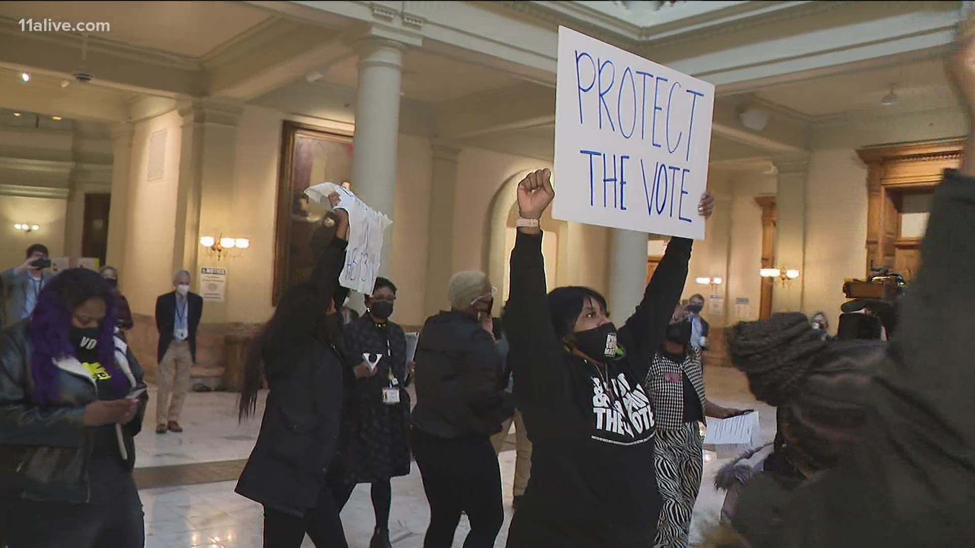 The Democratic lawmakers were protesting the proposed election reform bills making their way through the House.