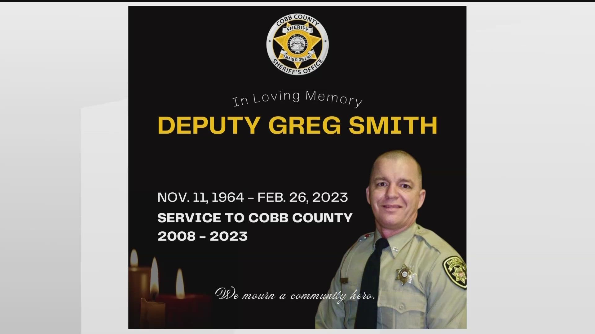 The sheriff's office said Deputy Greg Smith was found unresponsive while out for a jog and then passed away Sunday.