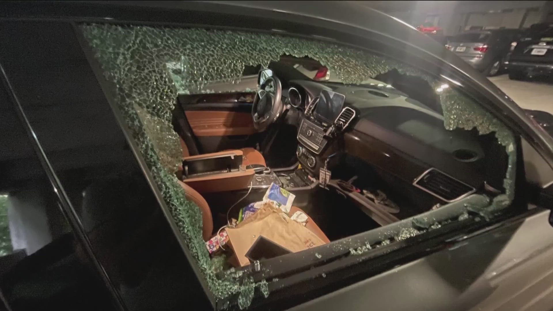 At least 400 cars were broken into.