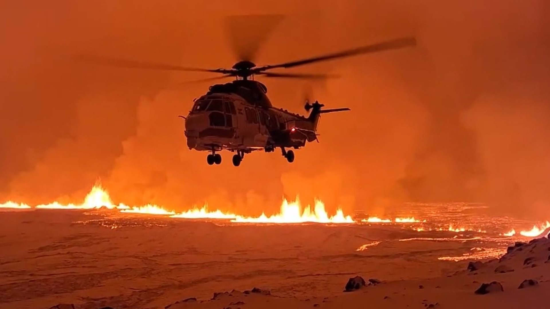 Helicopter over Iceland volcano eruption | 11alive.com