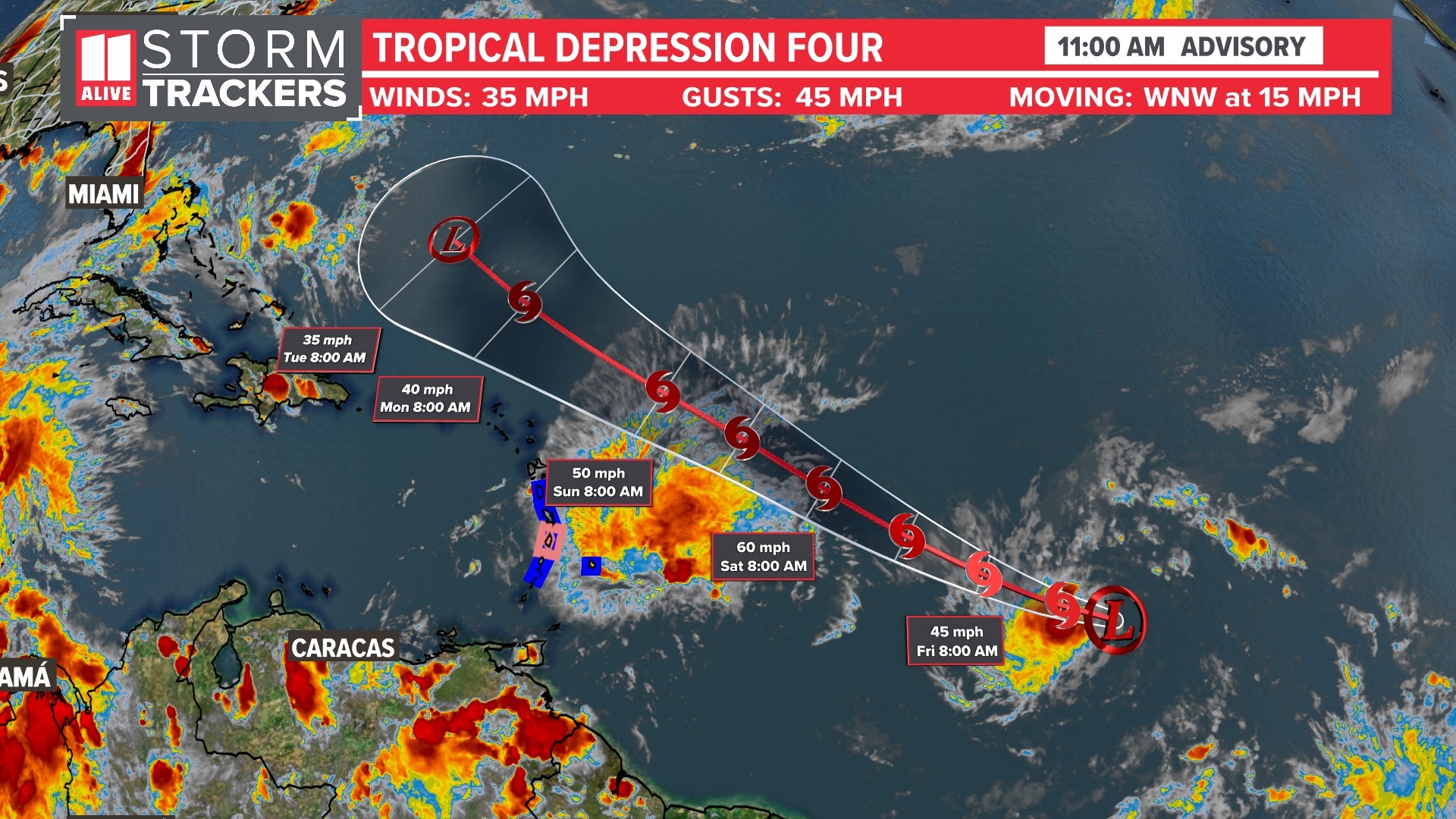 Two tropical storms are in the Atlantic Basin Thursday evening.