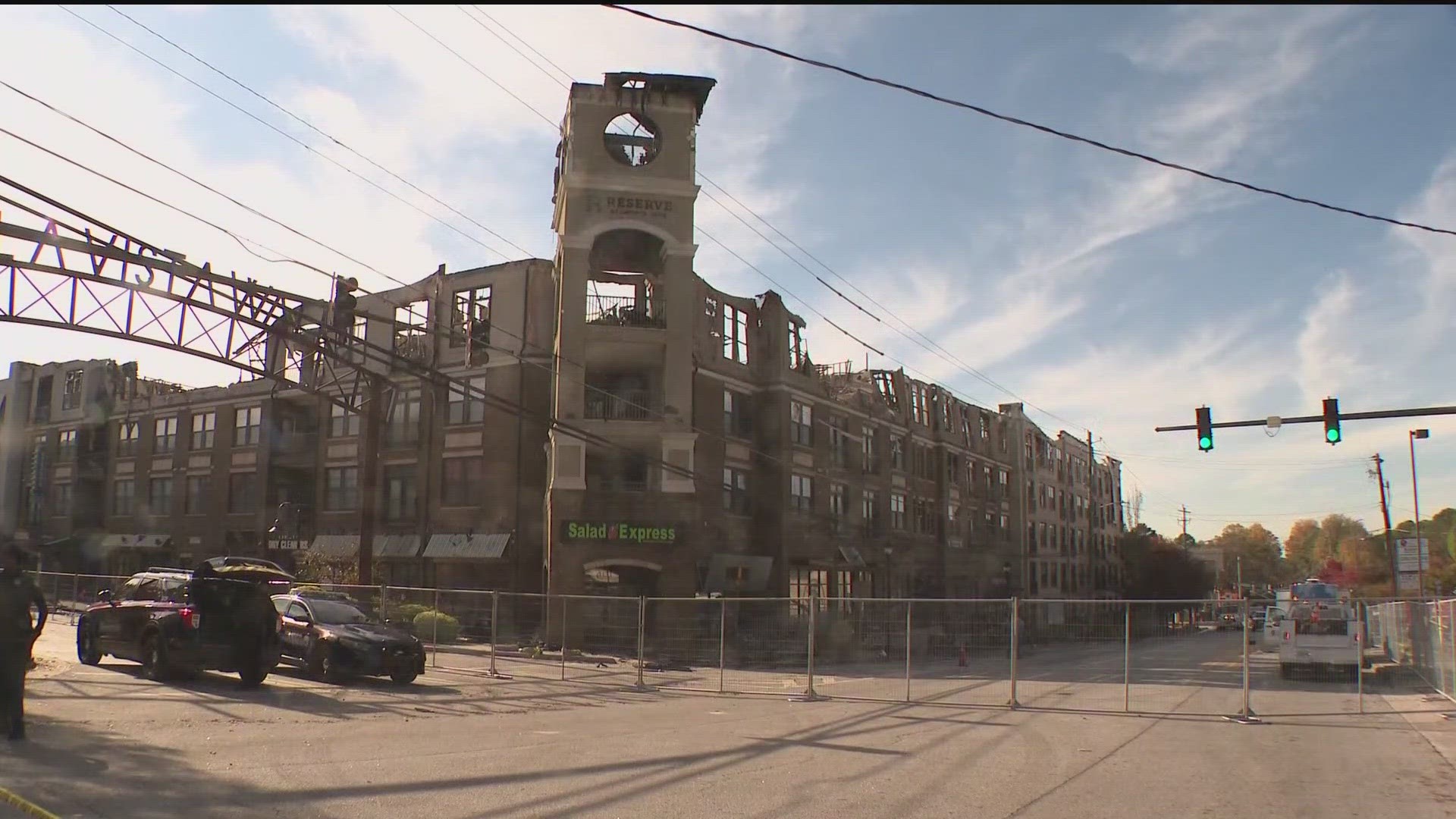 LaVista Road is still shut down for fears that the building may come crumbling down.