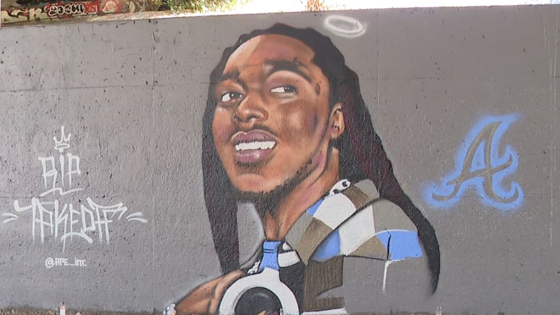 A pair of local artists painted the mural this week in tribute to the Migos rapper who died in a Houston shooting.
