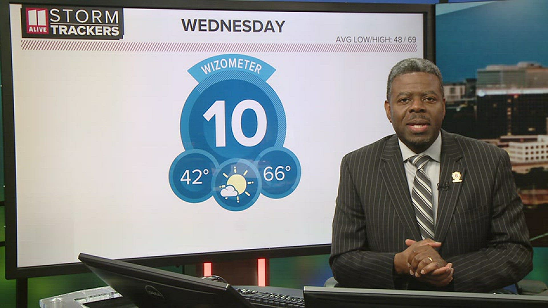 Mostly sunny skies. Cooler temps