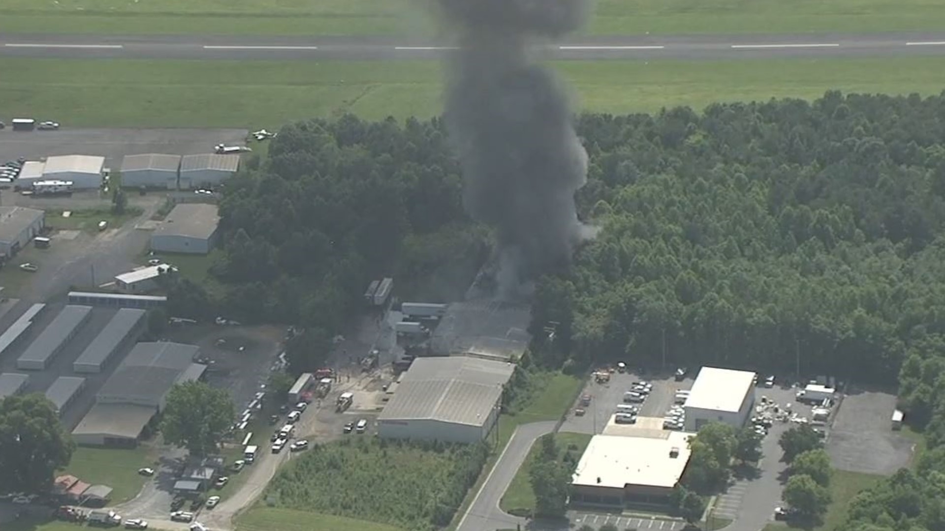 The smoke has closed down Tom B. David Airport Road in Calhoun.