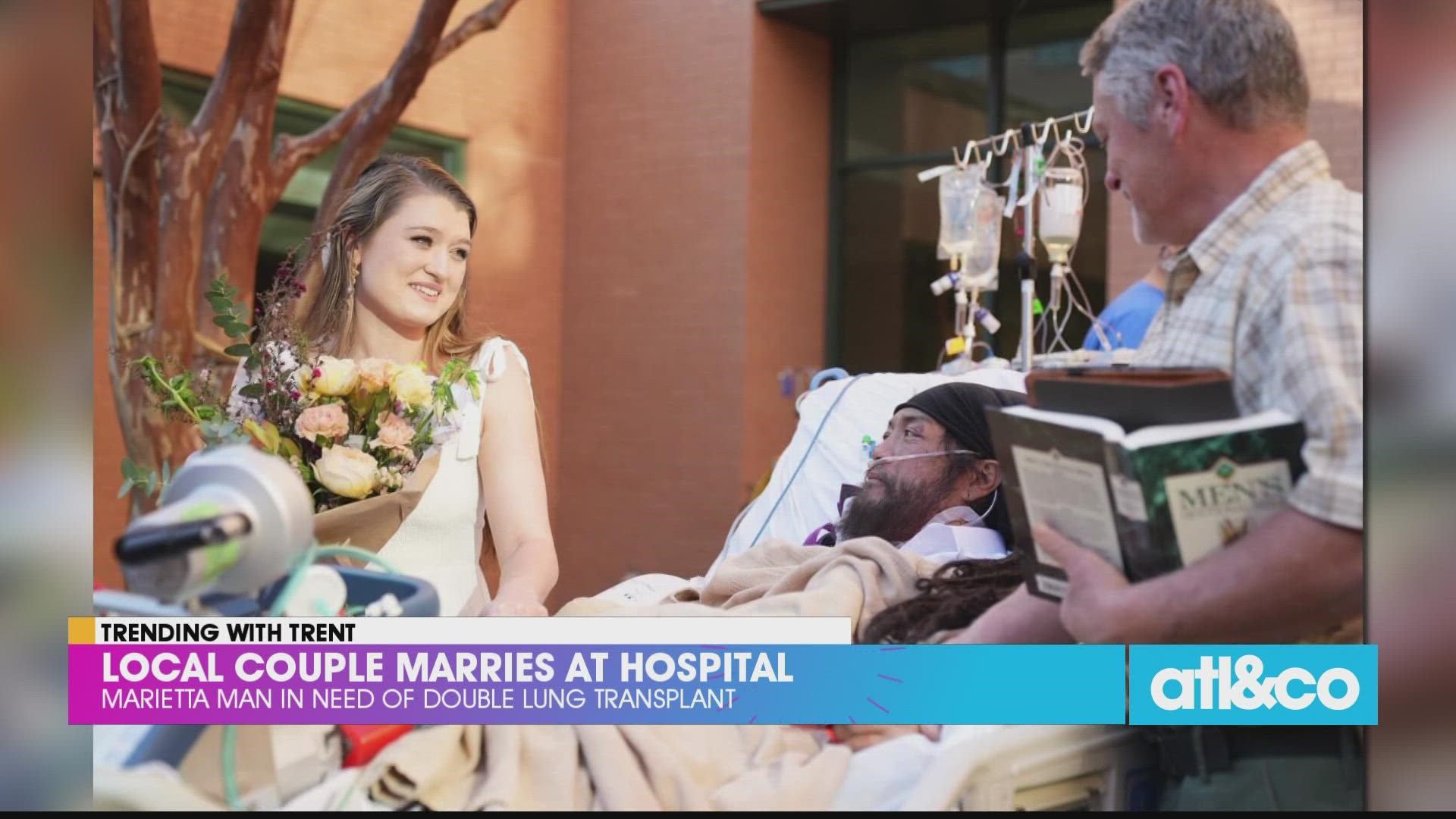 A Marietta musician & father of three is in need of a double lung transplant. Thanks to the team at Wellstar Kennestone, he just married the love of his life Jona.