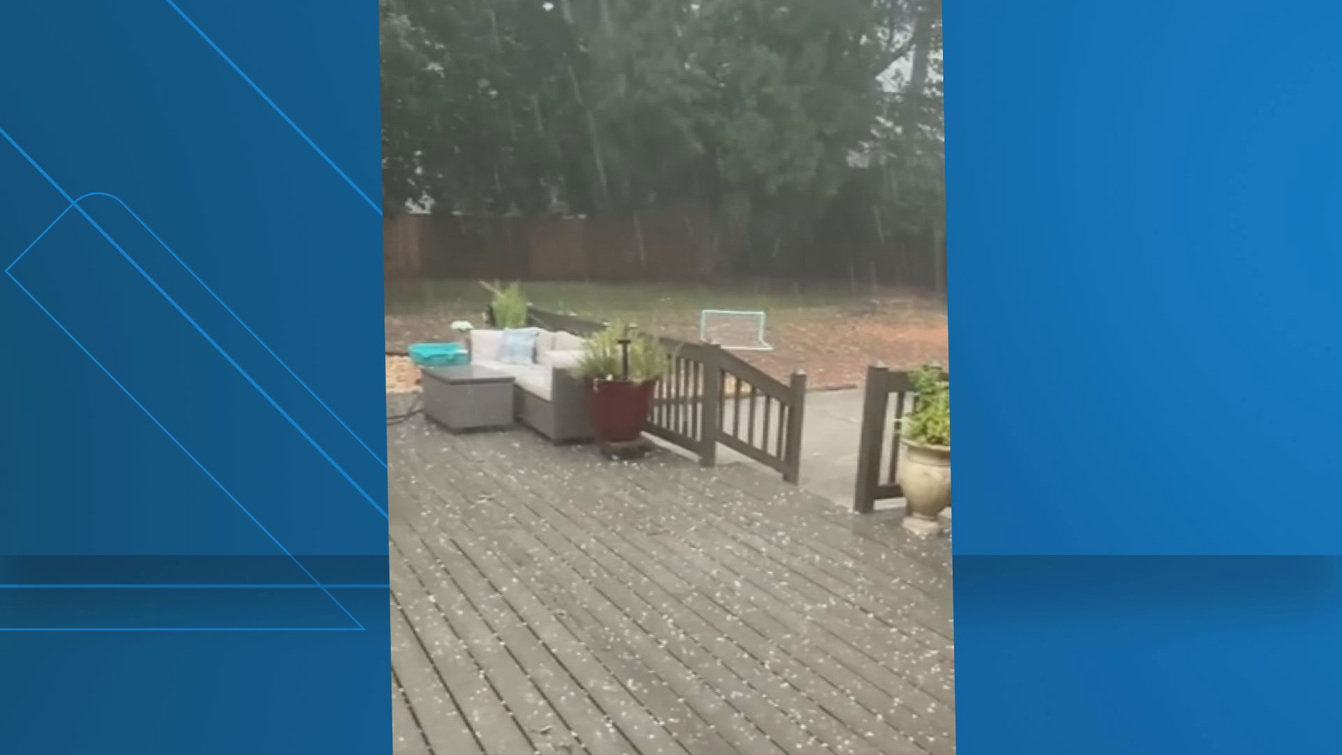 Hail falls during a storm just north of Atlanta on June 26, 2025.