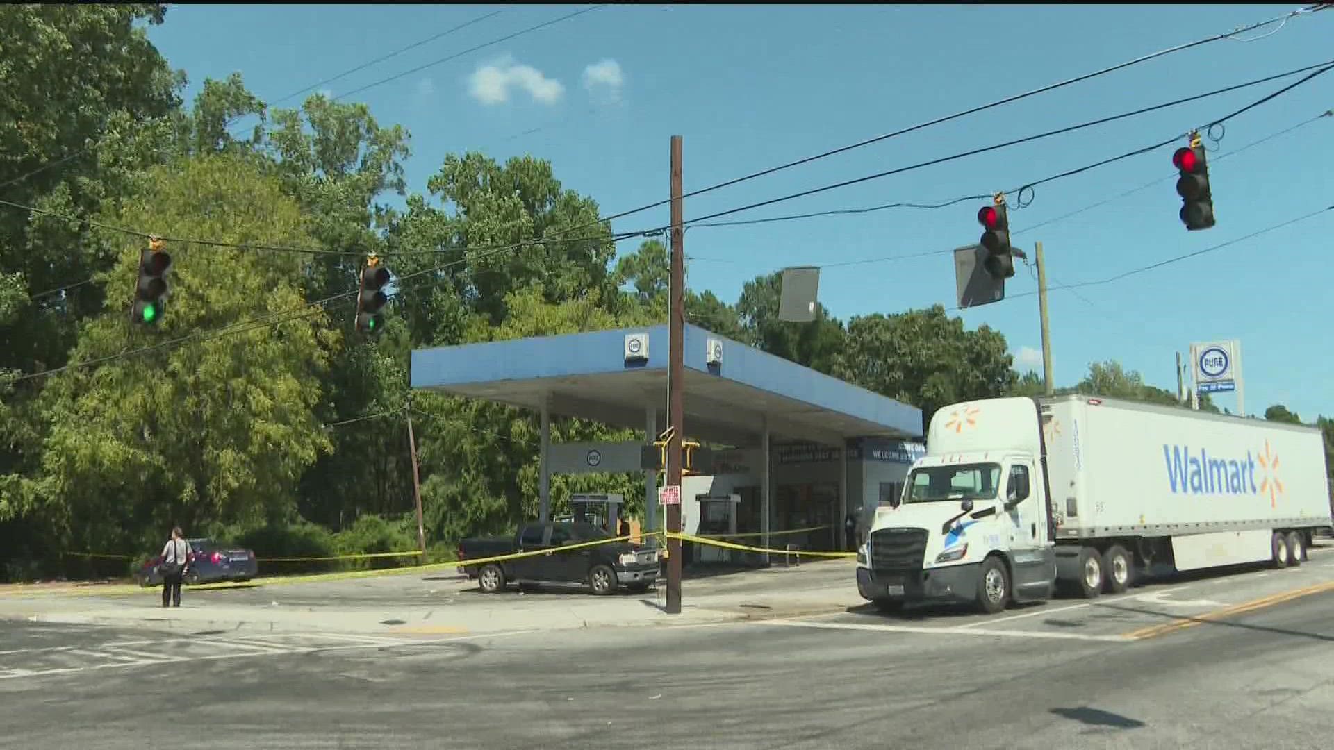Atlanta Police officers are investigating a shooting near the "Pure" gas station located at 3015 Jonesboro Road.