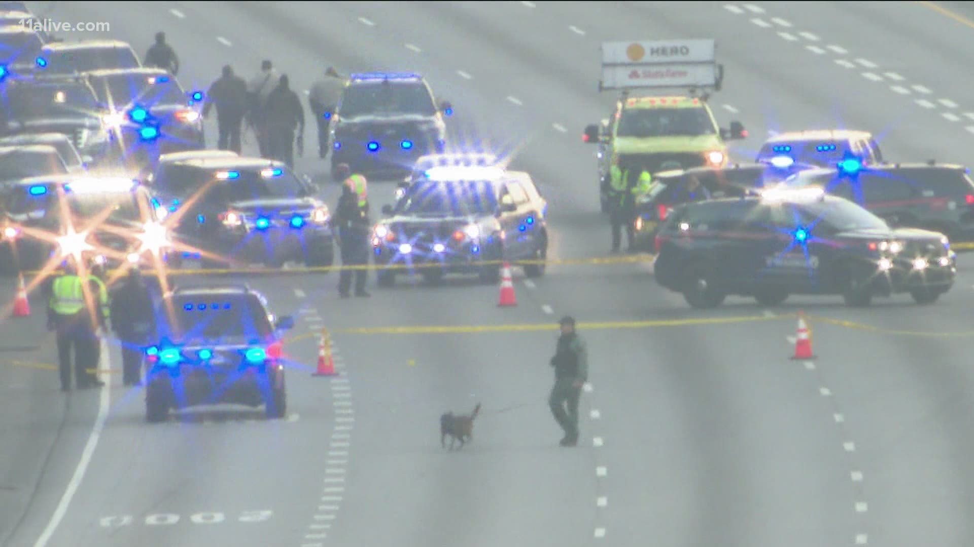 The investigation shut down the busy stretch of interstate through Atlanta for hours.