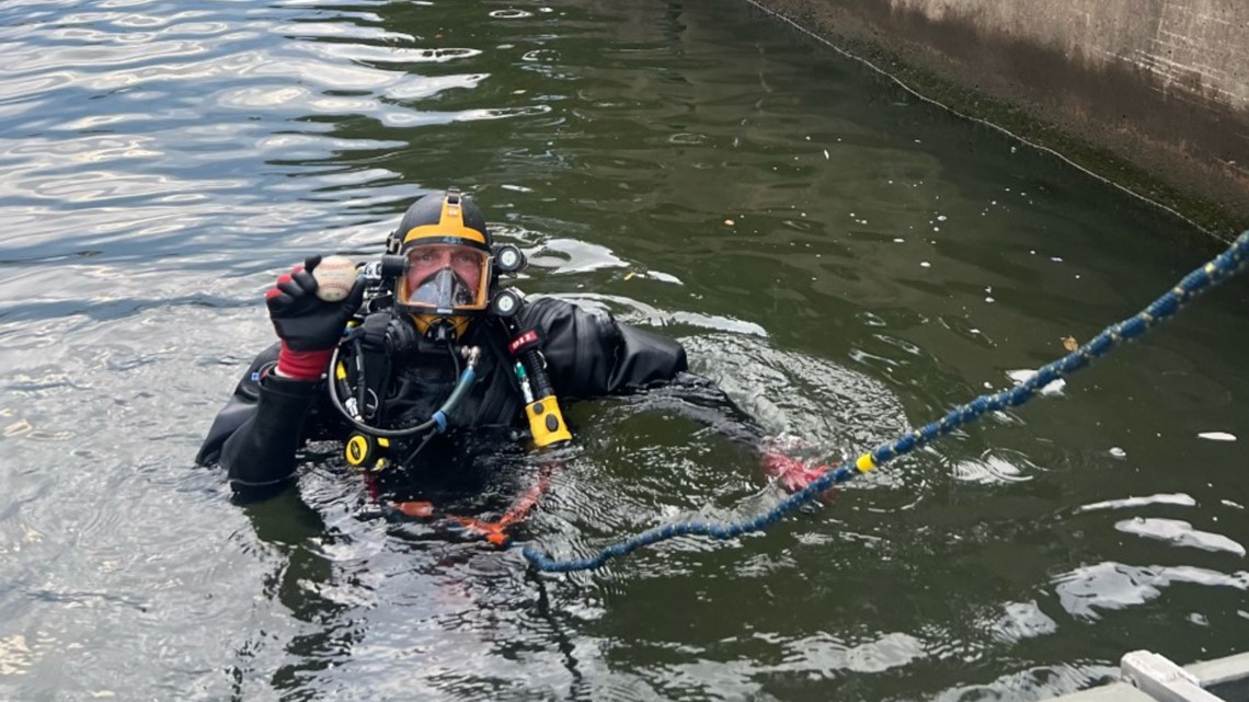 Olson becomes first Brave to deposit ball in Allegheny River