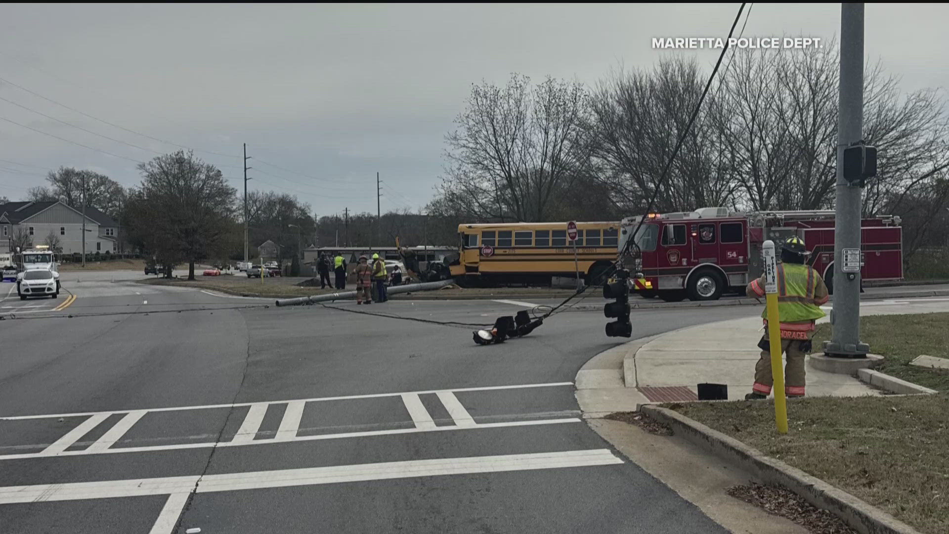 School bus trainee hits utility pole in Cobb: sheriff | 11alive.com