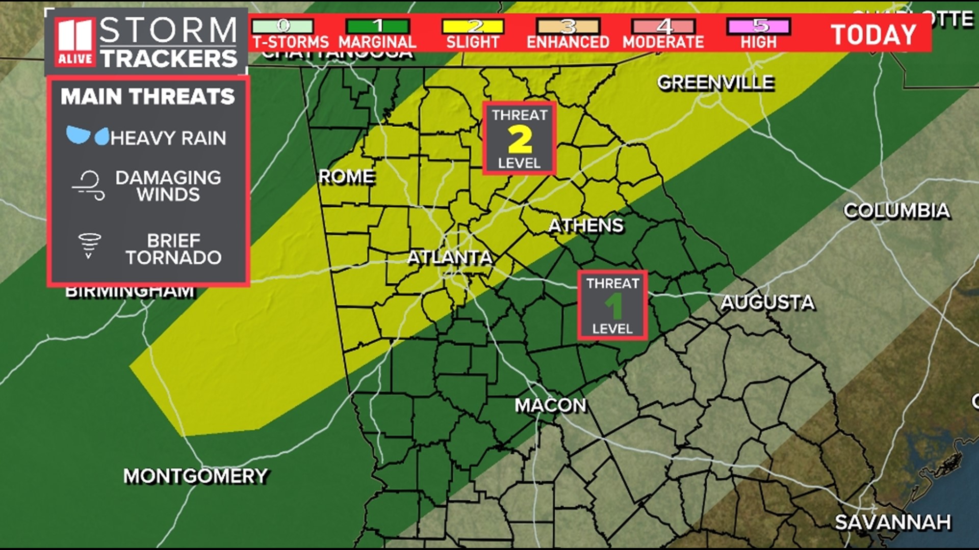 Timeline of storms in north Georgia, metro Atlanta Monday March 6 ...