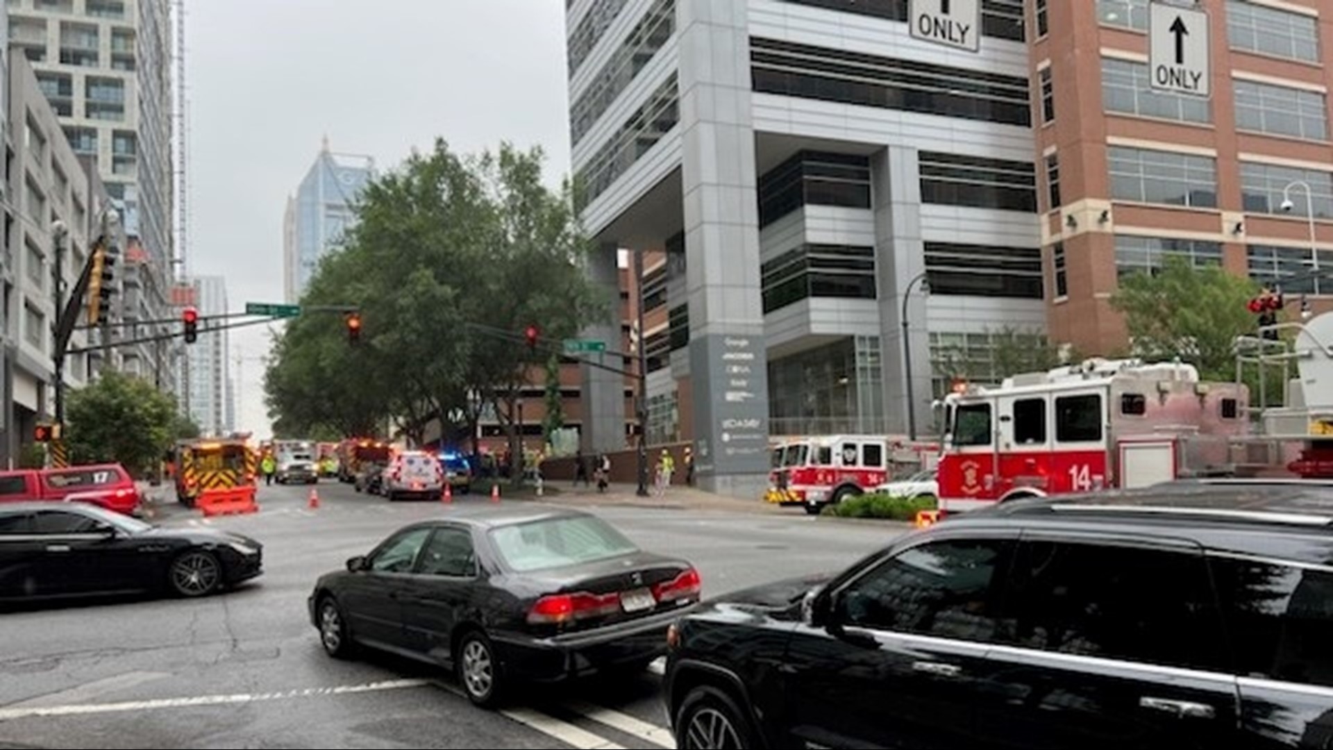 The crane collapse happened at a building under construction along West Peachtree Street, Atlanta Fire Rescue officials said.