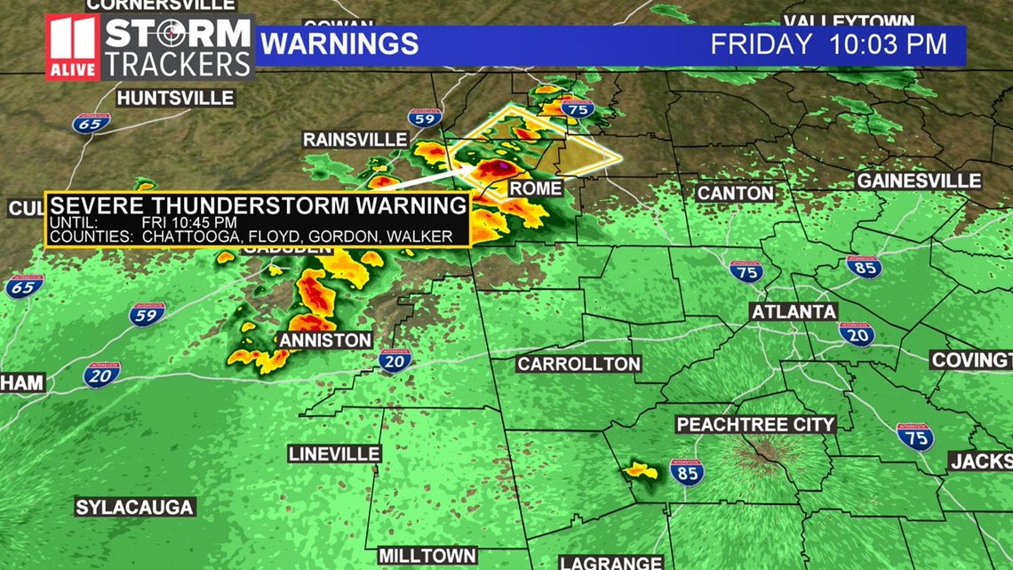 Severe Thunderstorm Warning reported in northwest Georgia | 11alive.com