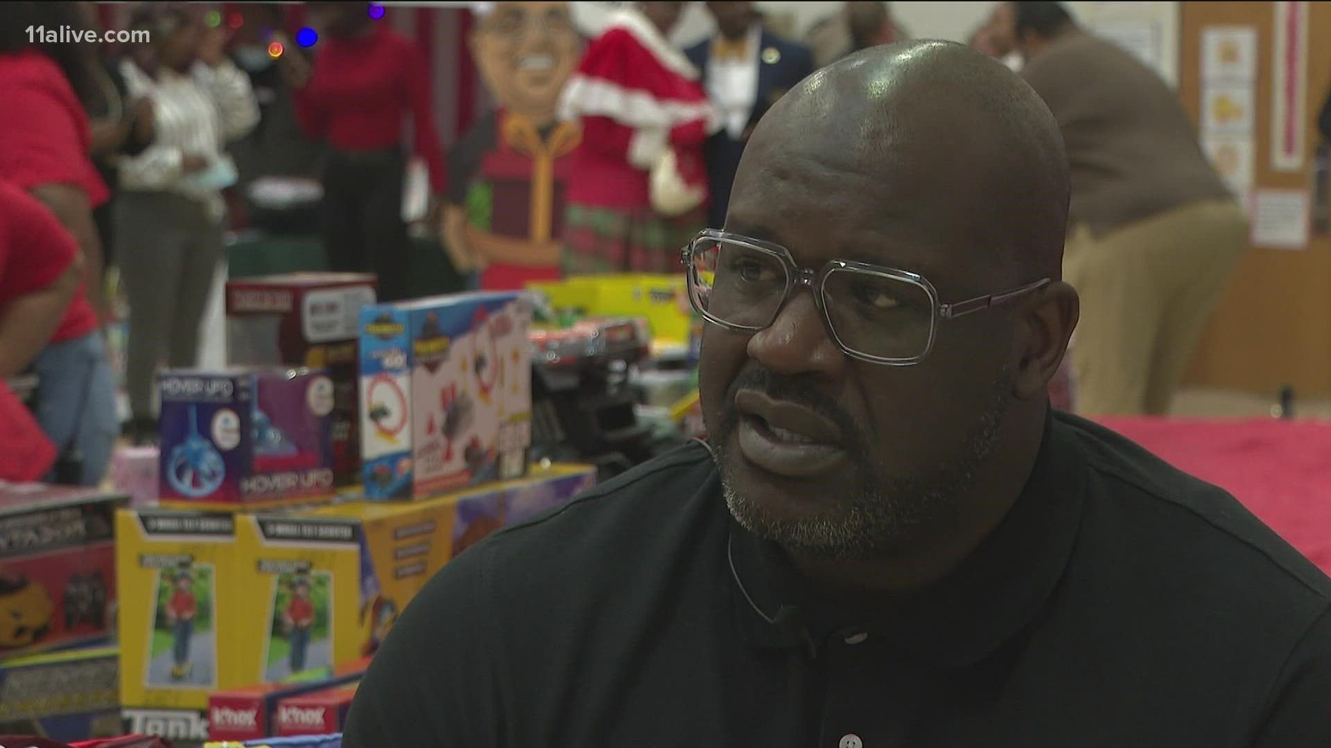 Shaquille O'Neal hosted an event on Monday for Atlanta school children.