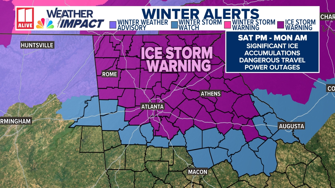 Georgia winter weather updates Friday: Ice storm warning expands into Atlanta and across metro area