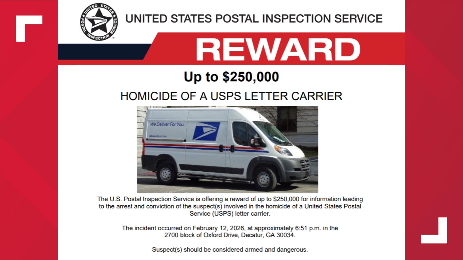 $250,000 reward offered in killing of metro Atlanta postal worker while ...