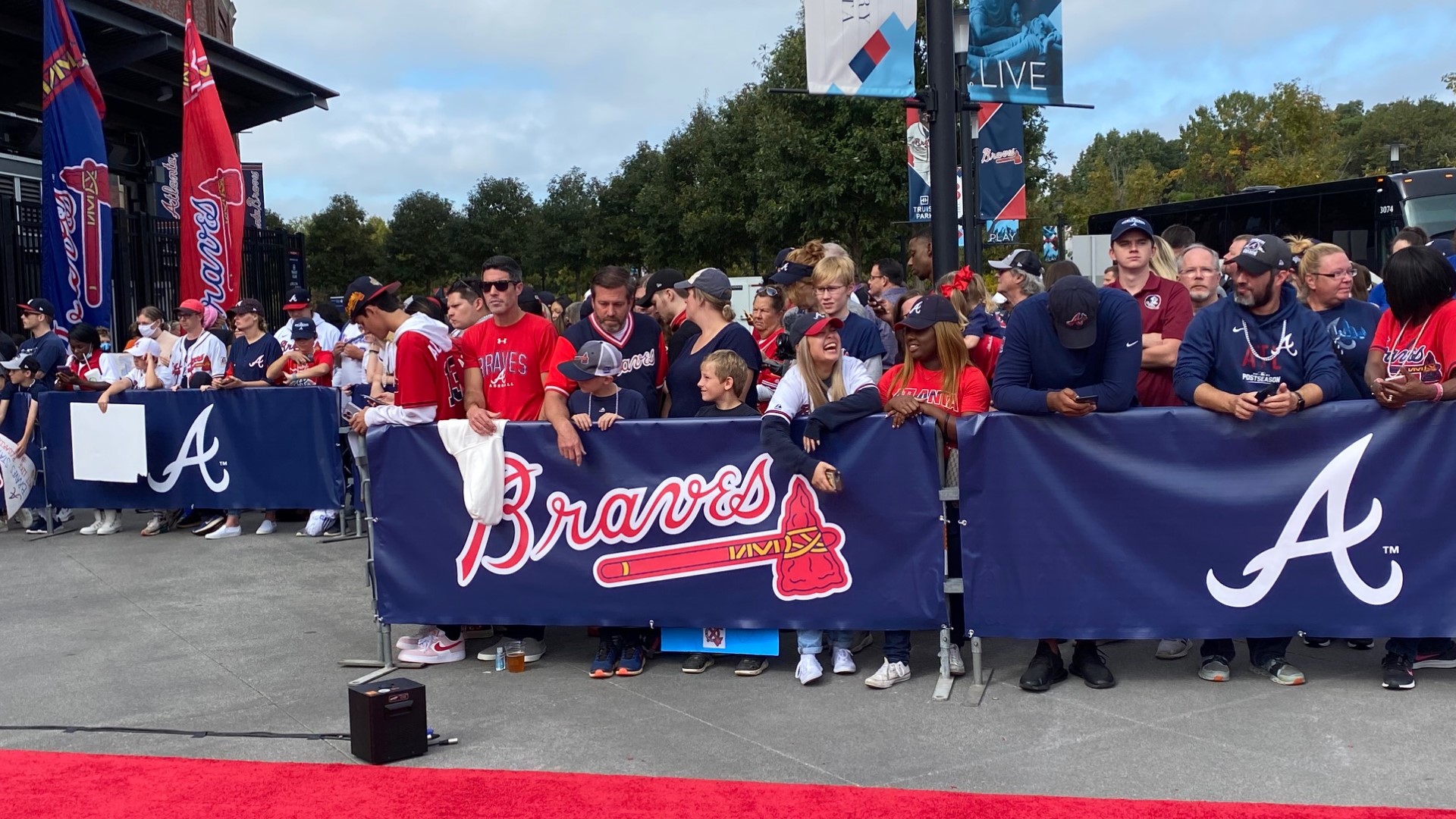 Fans were invited to send off the Braves to Houston with a bang at Truist Park.