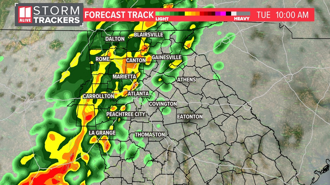 Atlanta weather timeline for rain Tuesday | 11alive.com