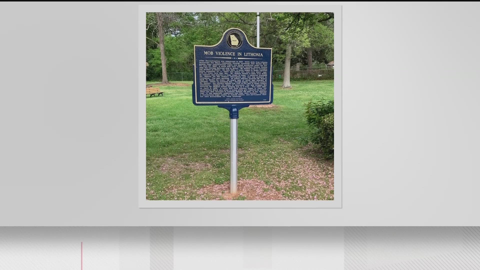 Historical lynching marker stolen from Lithonia park: Police | 11alive.com