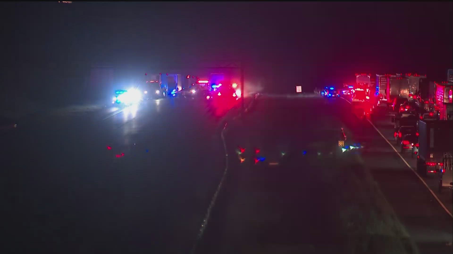 The southbound lanes are completely closed. 