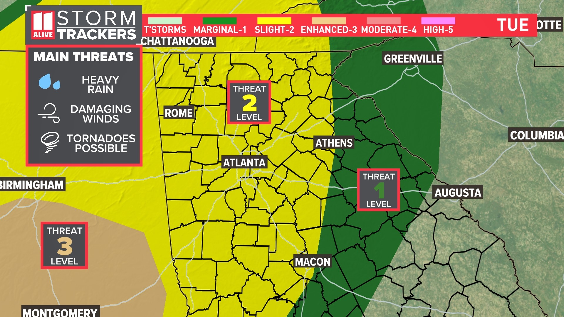 Georgia weather timeline for storms on Tuesday January 3 | 11alive.com